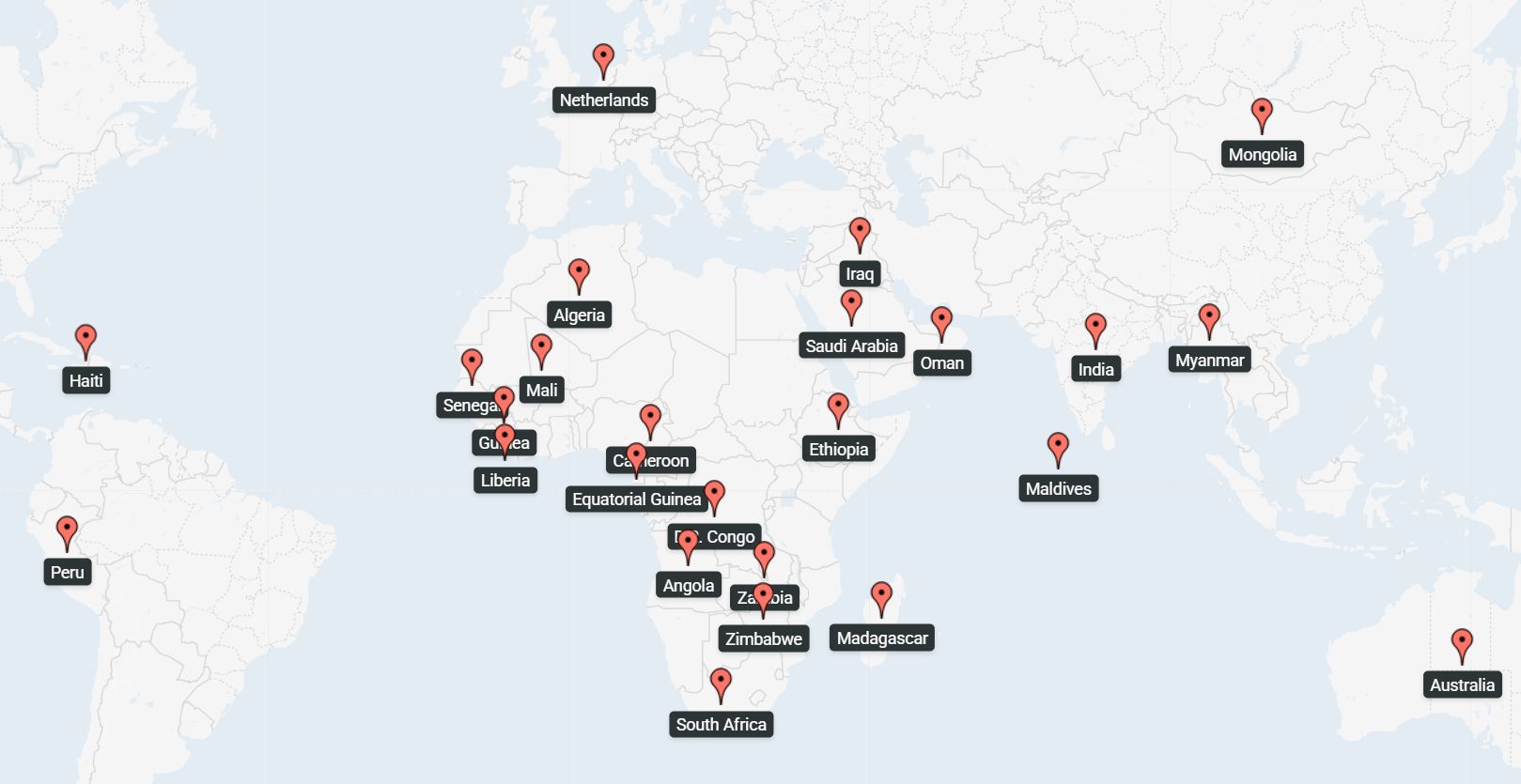 MOS CO2 Plant Global Presence Map